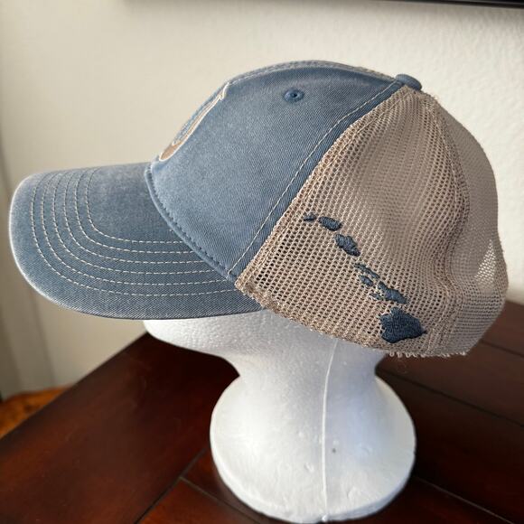 NWOT 808 Clothing Co Maui Hawaii Snapback Adjustable Hat Cap Distressed Blue Tan - Picture 2 of 7